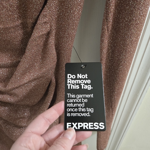 Express Women's Shimmering Rose Sweater with Plaid Cowl - Picture 3 of 4